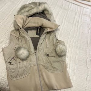 Winter Vest with Faux Fur Hoodie